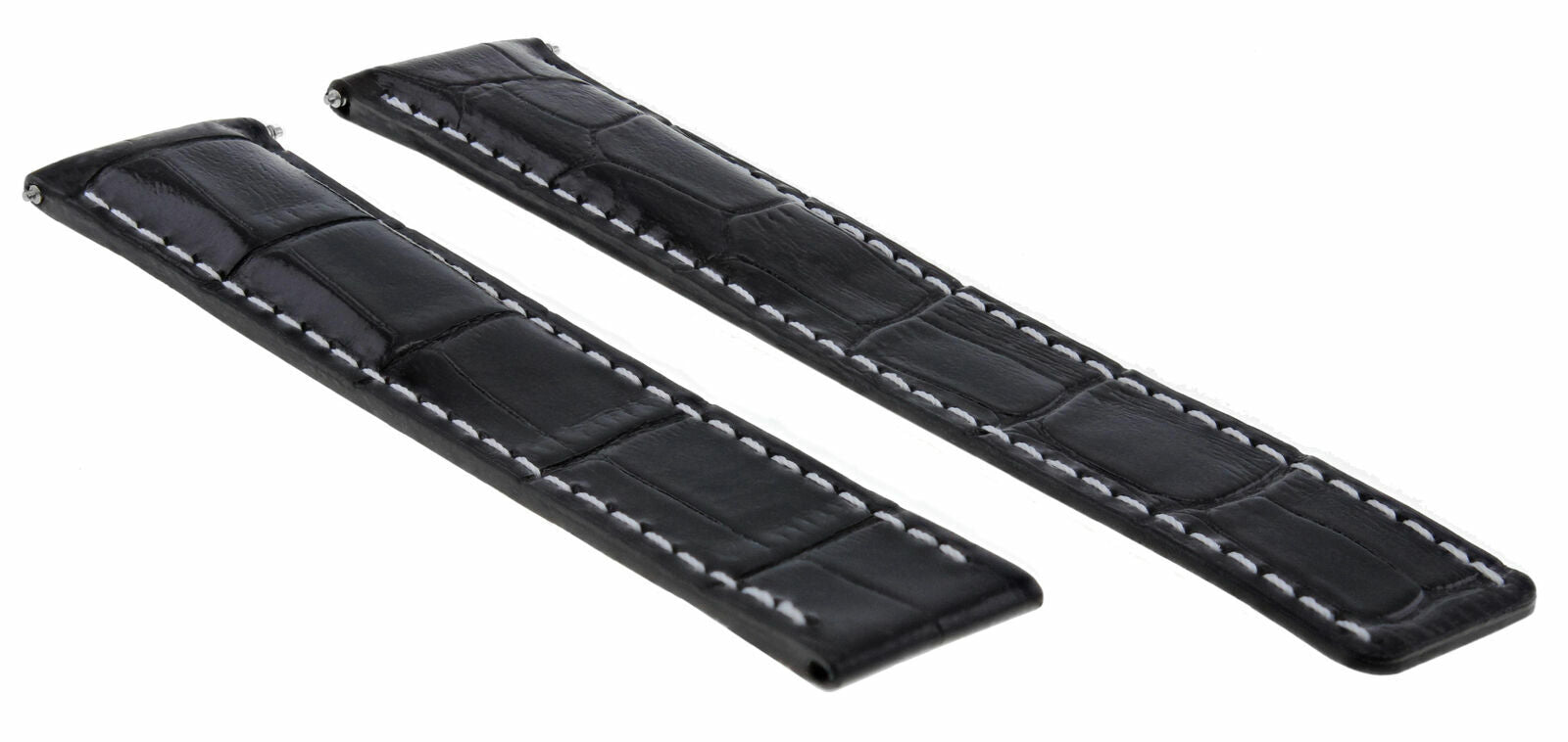 18/16MM LEATHER STRAP BAND FOR OMEGA SEAMASTER SPEEDMASTER WATCH BUCKLE BLACK WS