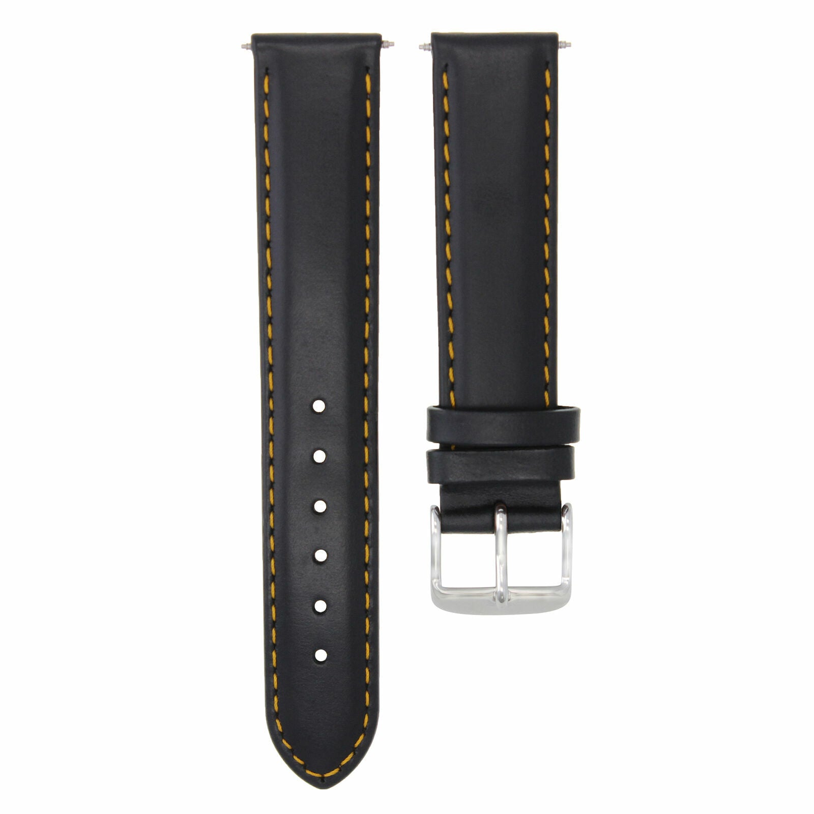 20MM LEATHER SMOOTH WATCH STRAP BAND FOR 43MM LONGINES CONQUEST BLACK ORANGE S