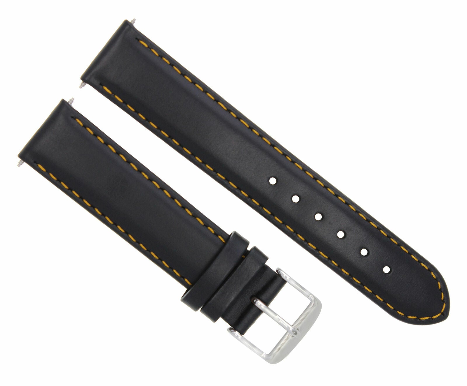 20MM LEATHER SMOOTH WATCH STRAP BAND FOR 43MM LONGINES CONQUEST BLACK ORANGE S