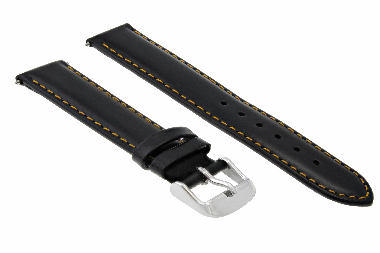 18MM SMOOTH LEATHER WATCH STRAP BAND FOR LONGINES CONQUEST WATCH BLACK ORANGE ST