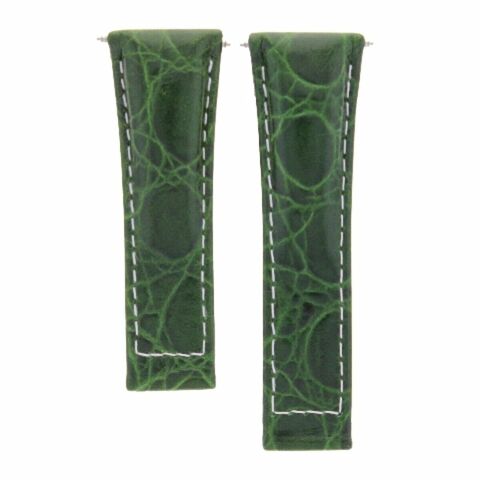 CROC LEATHER WATCH STRAP FOR ROLEX DAYTONA 16518 16520 116518 GREEN WS SHORT