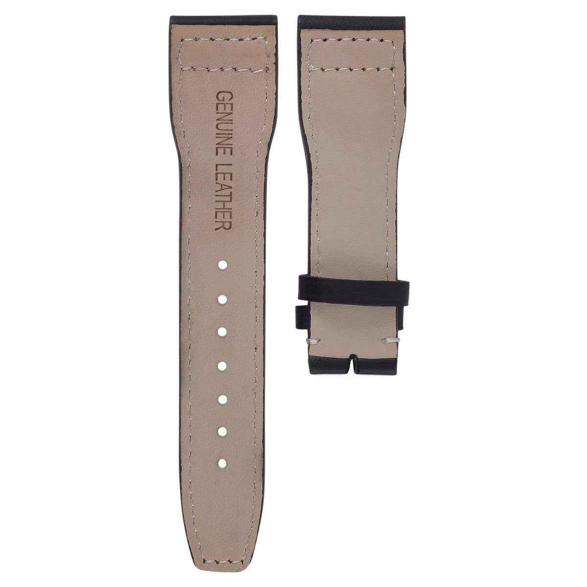 20MM CALF LEATHER WATCH STRAP BAND FOR IWC PILOT PORTUGUES BLACK WHITE STITCH