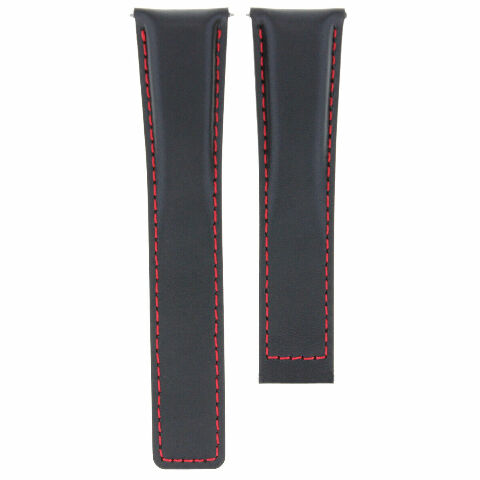 19MM LEATHER BAND STRAP SMOOTH FOR TAG HEUER TWINTIME FORMULA F1 CLASP BLACK RED
