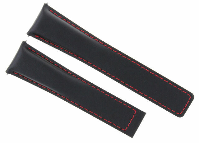 19MM LEATHER BAND STRAP SMOOTH FOR TAG HEUER TWINTIME FORMULA F1 CLASP BLACK RED