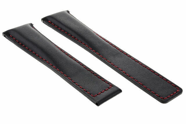 19MM LEATHER BAND STRAP SMOOTH FOR TAG HEUER TWINTIME FORMULA F1 CLASP BLACK RED