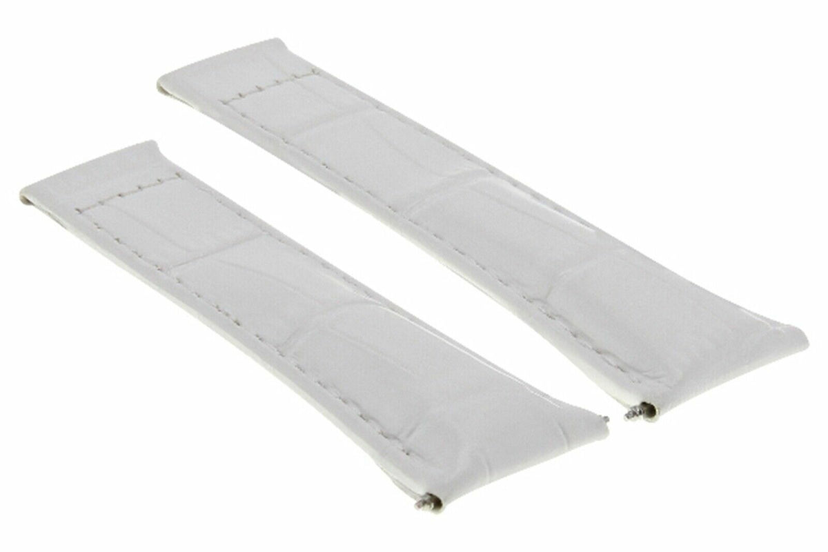 20MM REPLACEMENT LEATHER WATCH BAND STRAP WITH ENDPIECES FOR ROLEX DAYTONA 40MM, White (Short), view 2
