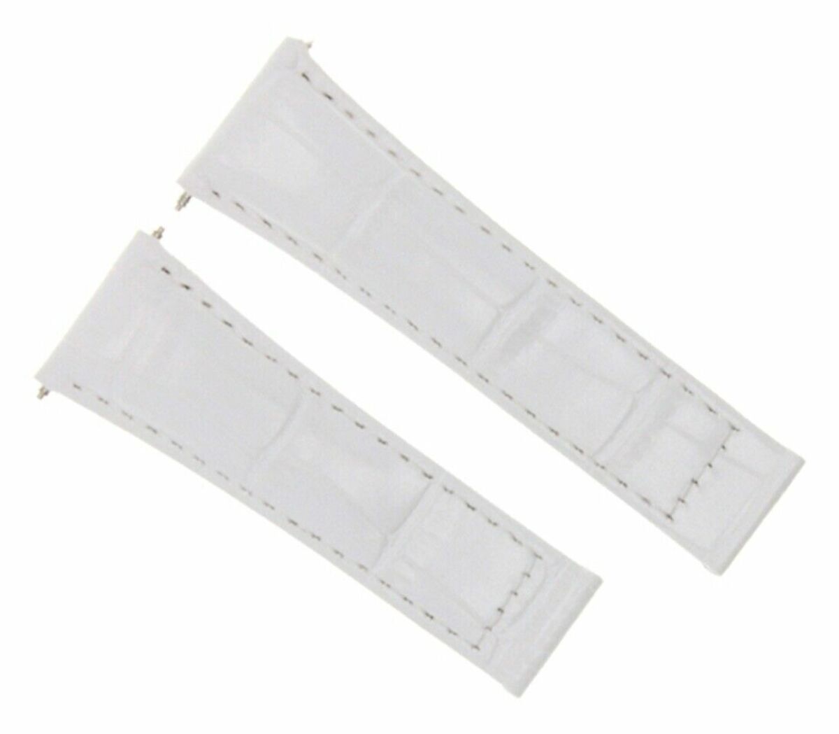 20MM REPLACEMENT LEATHER WATCH BAND STRAP WITH ENDPIECES FOR ROLEX DAYTONA 40MM, White (Short)