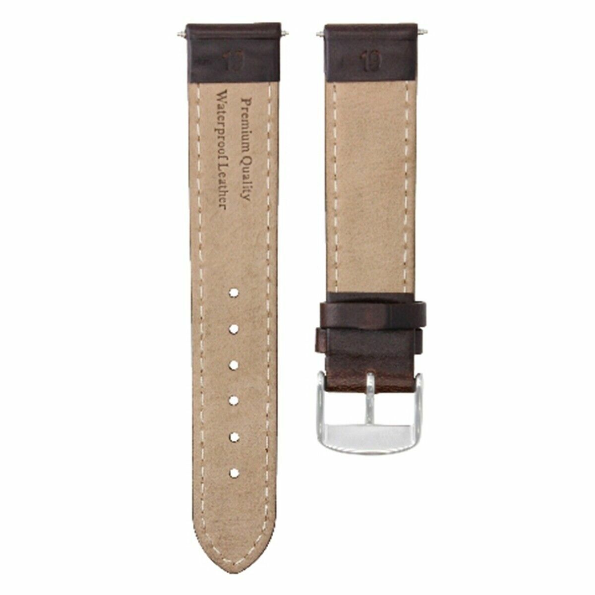 18MM SMOOTH LEATHER STRAP FOR MONTBLANC WATCH WATERPROOF DARK BROWN WHITE ST