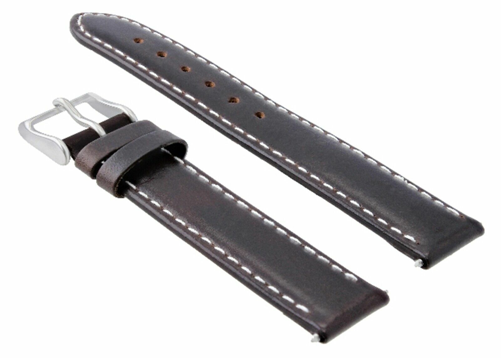 18MM SMOOTH LEATHER STRAP FOR MONTBLANC WATCH WATERPROOF DARK BROWN WHITE ST