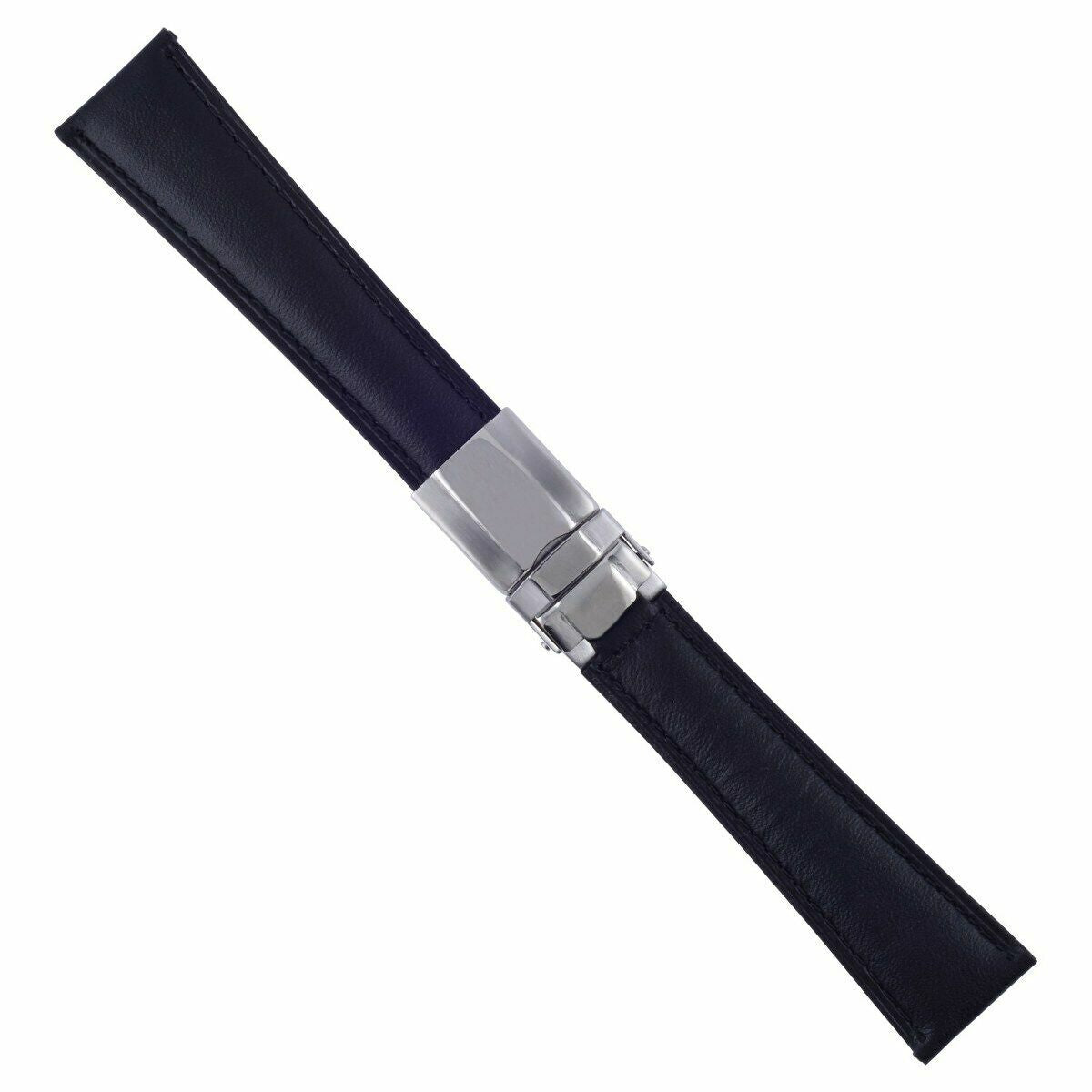 LEATHER BAND STRAP BAND FOR ROLEX DAYTONA ZENITH 16518 16520 WATCH SMOOTH BLACK