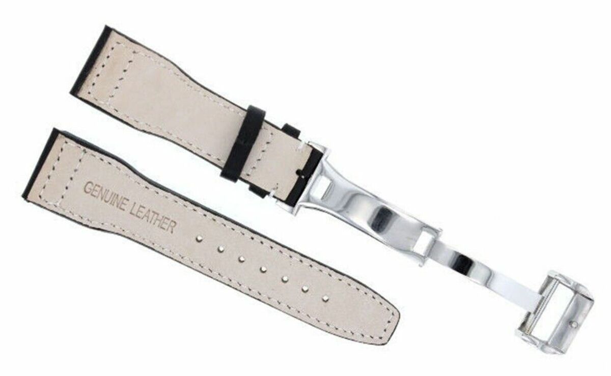 21MM LEATHER WATCH STRAP BAND FOR IWC PORTUGUESE PILOT SHINY CLASP BLACK WS