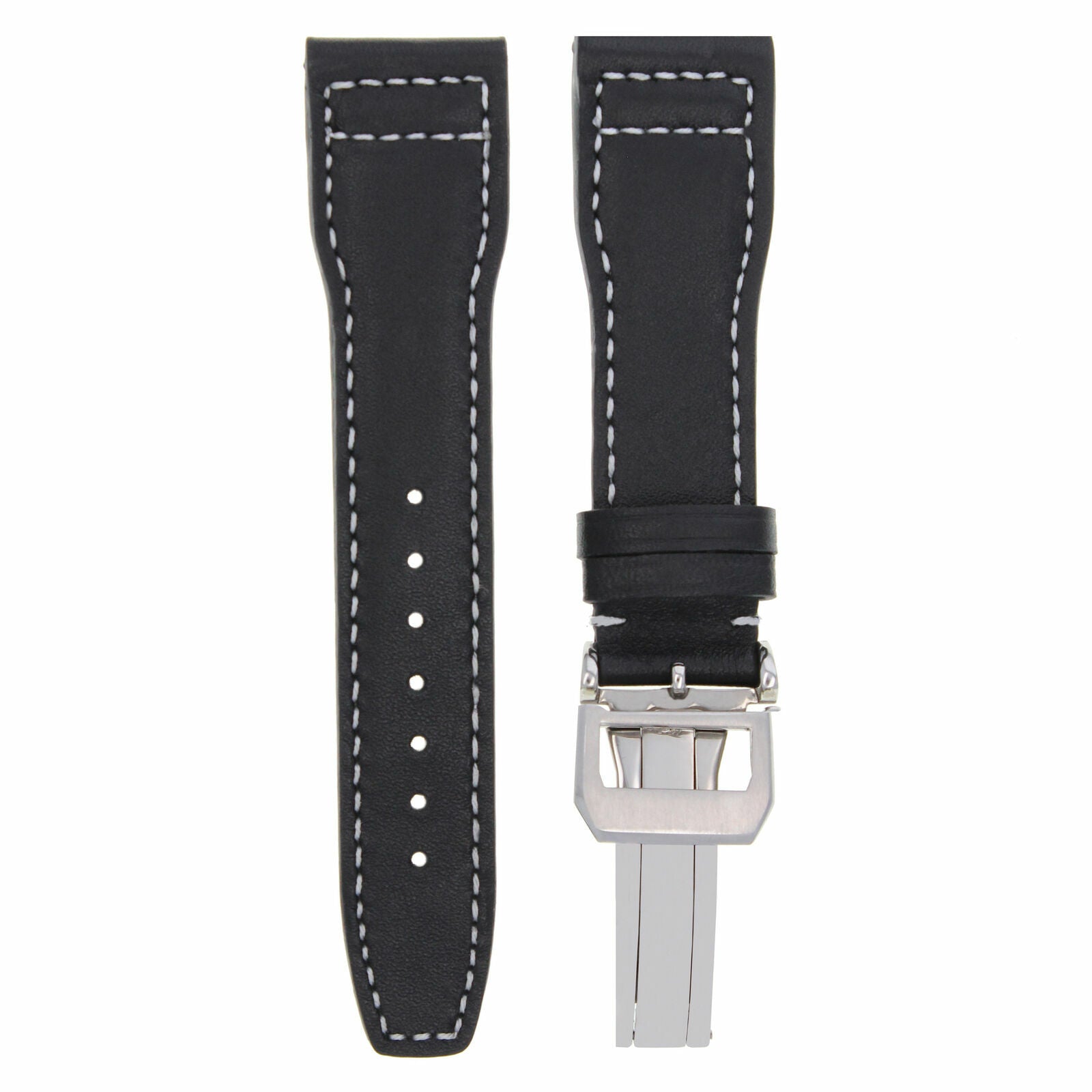 21MM LEATHER WATCH STRAP BAND FOR IWC PILOT PORTUGUESE WATCH CLASP BLACK WS