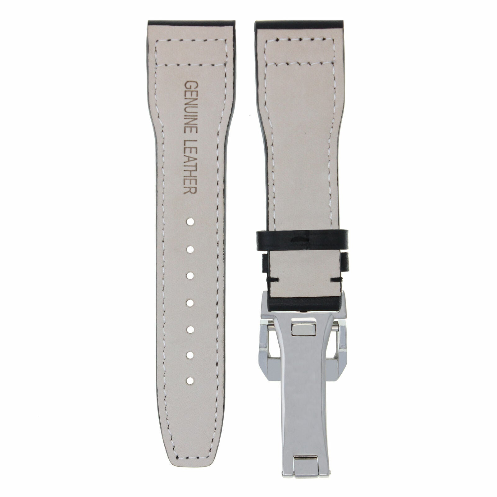 21MM LEATHER WATCH STRAP BAND FOR IWC PILOT PORTUGUESE WATCH CLASP BLACK WS