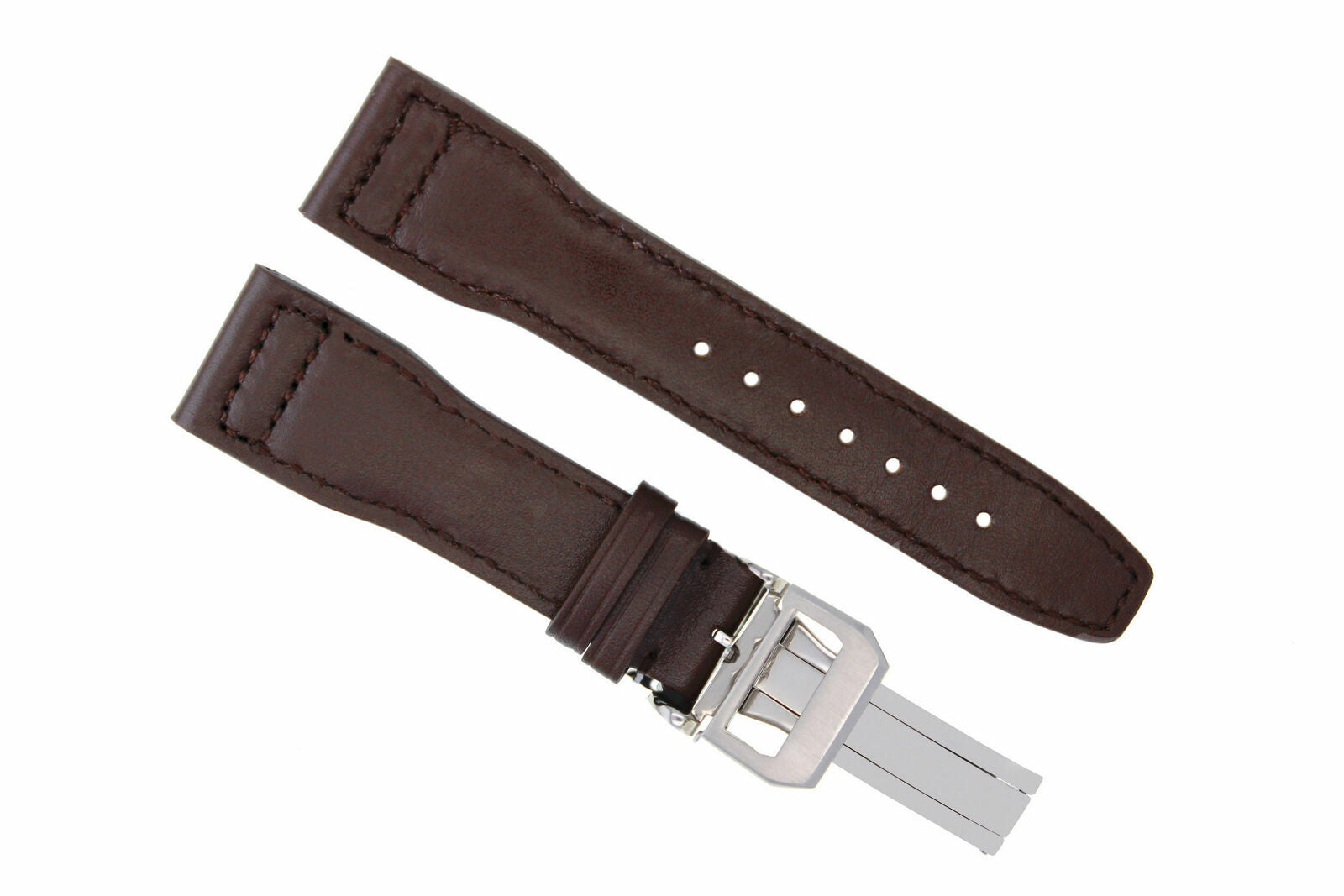 21MM LEATHER WATCH STRAP BAND DEPLOYMENT CLASP FOR IWC PILOT TOP GUN BROWN SHINY