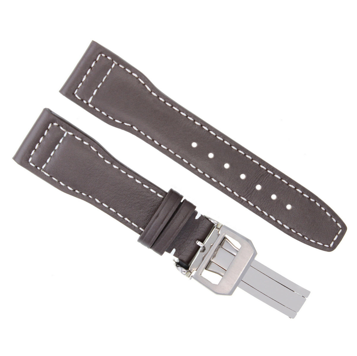 21MM LEATHER WATCH STRAP BAND FOR IWC PILOT DEPLOYMENT SHINY CLASP BROWN WS