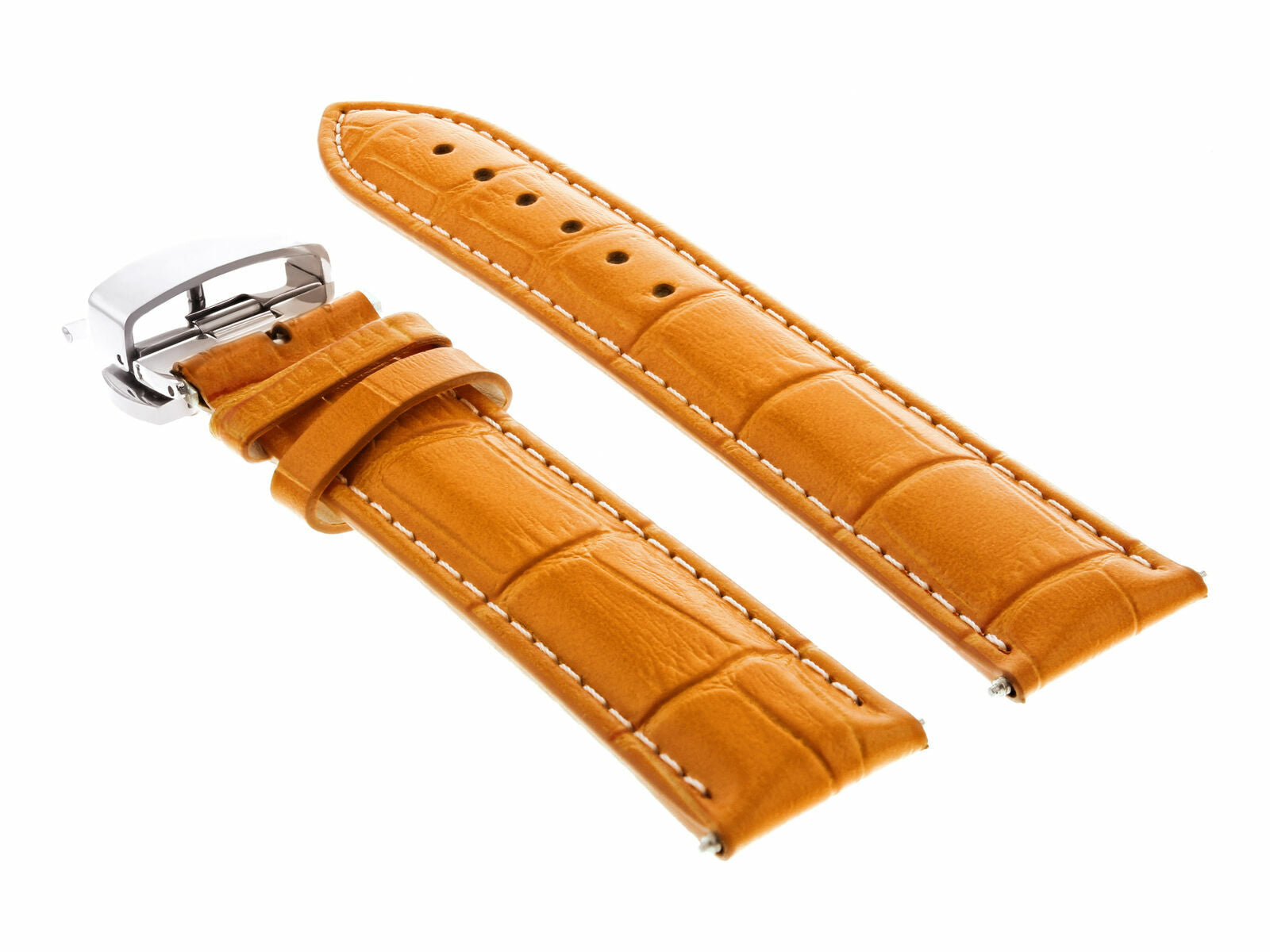 18 MM LEATHER WATCH STRAP BAND DEPLOYMENT CLASP BUCKLE FOR INVICTA WATCH ORANGE