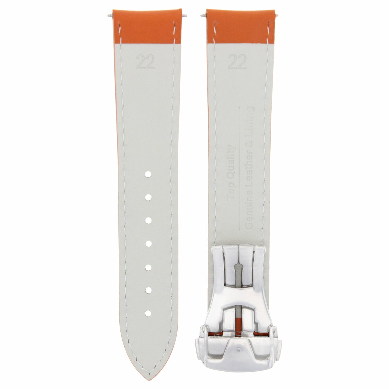 LEATHER BAND STRAP 22/18 FOR OMEGA SEAMASTER PLANET OCEAN WATCH CLASP ORANGE