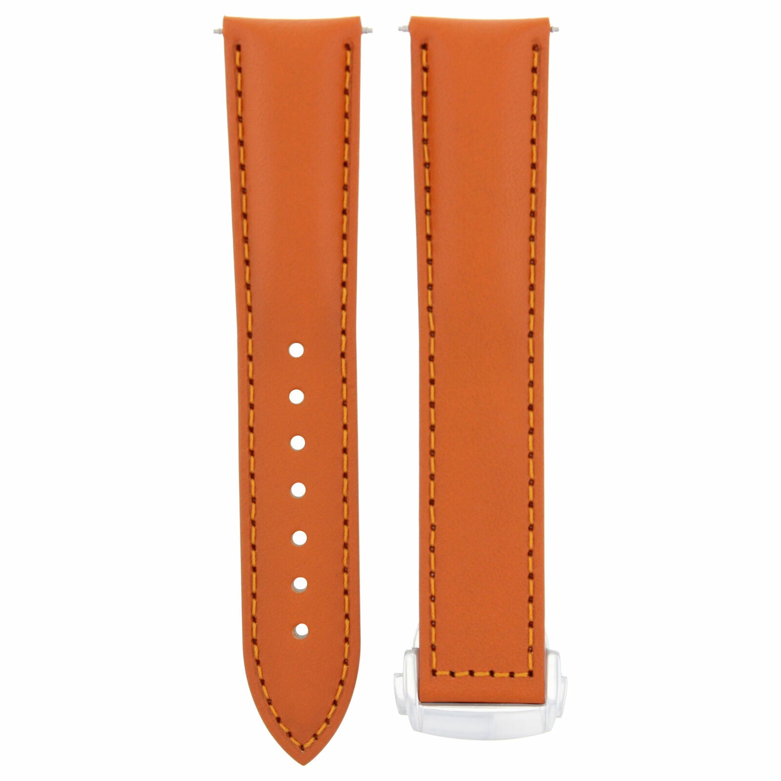 LEATHER BAND STRAP 22/18 FOR OMEGA SEAMASTER PLANET OCEAN WATCH CLASP ORANGE