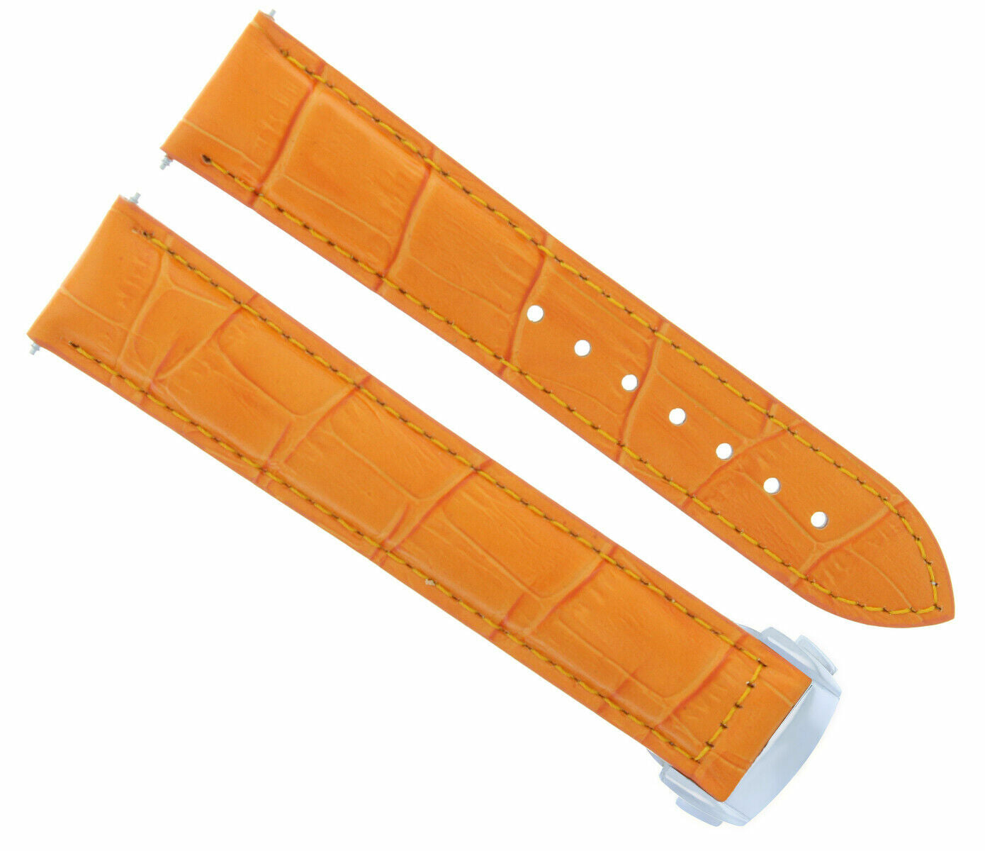 20MM LEATHER BAND STRAP PUSH BUTTON FOR 41MM OMEGA SEAMASTER PLANET WATCH ORANGE