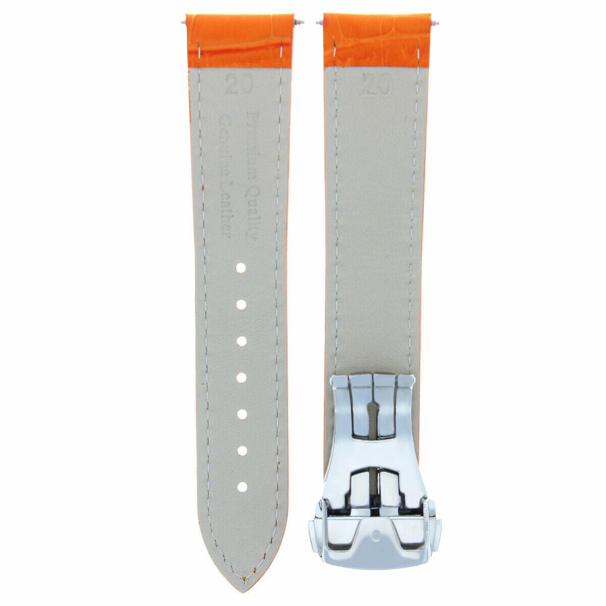 20MM LEATHER BAND STRAP PUSH BUTTON FOR 41MM OMEGA SEAMASTER PLANET WATCH ORANGE