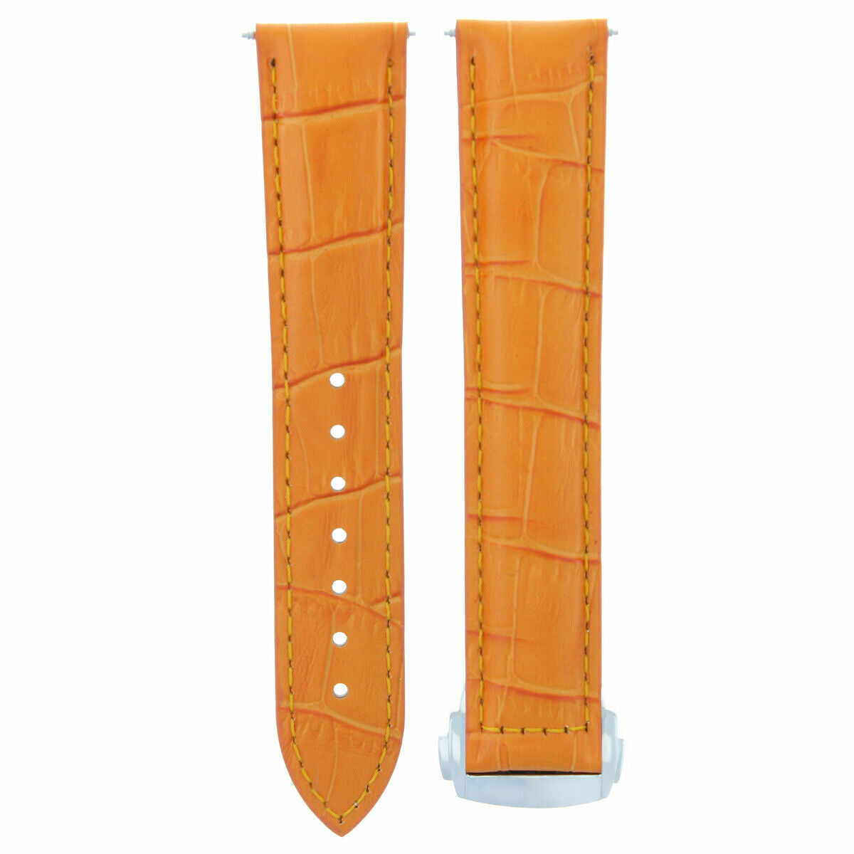 20MM LEATHER BAND STRAP PUSH BUTTON FOR 41MM OMEGA SEAMASTER PLANET WATCH ORANGE