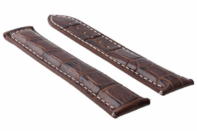 24MM LEATHER WATCH BAND STRAP FOR 24/18MM OMEGA SEAMASTER RAILMASTER BROWN WS