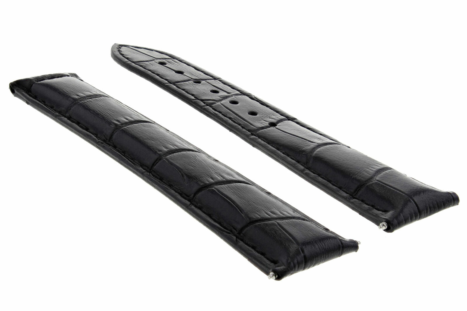24MM LEATHER STRAP WATCH BAND CLASP FOR 24/18MM OMEGA RAILMASTER XXL WATCH BLACK