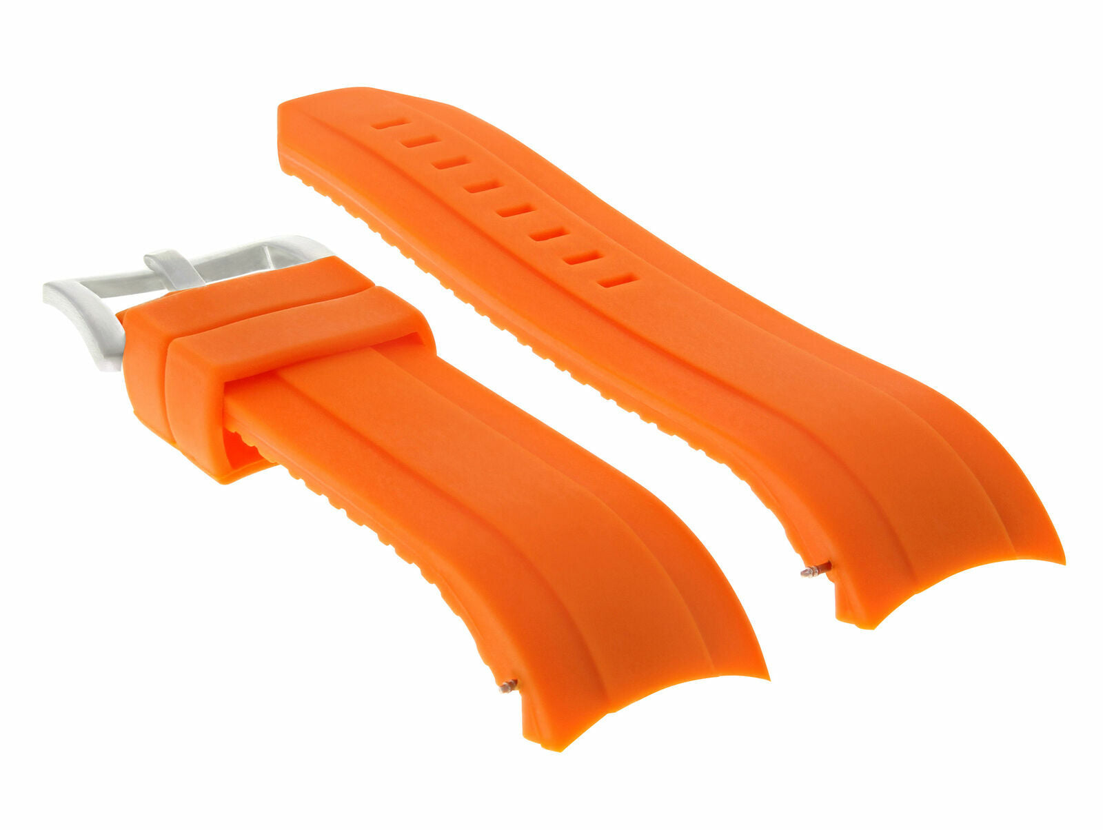 22MM CURVED STRAP BAND FOR 45MM OMEGA SEAMASTER PLANET OCEAN RUBBER ORANGE