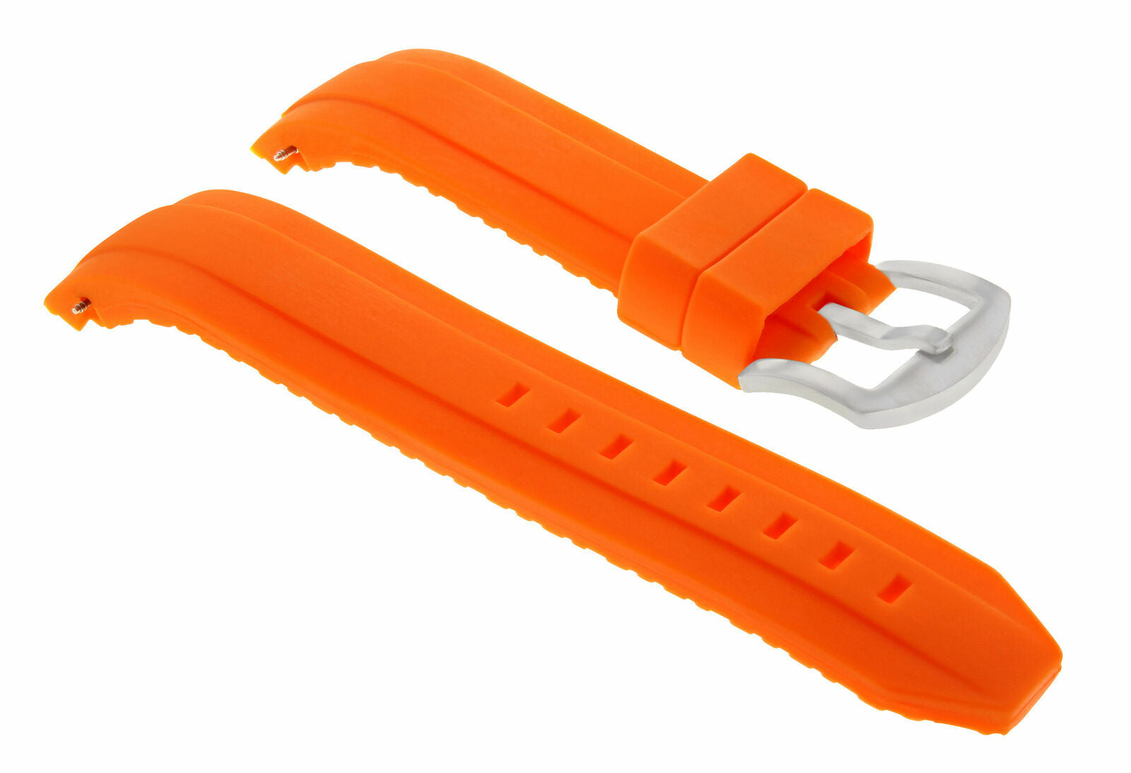 22MM CURVED STRAP BAND FOR 45MM OMEGA SEAMASTER PLANET OCEAN RUBBER ORANGE