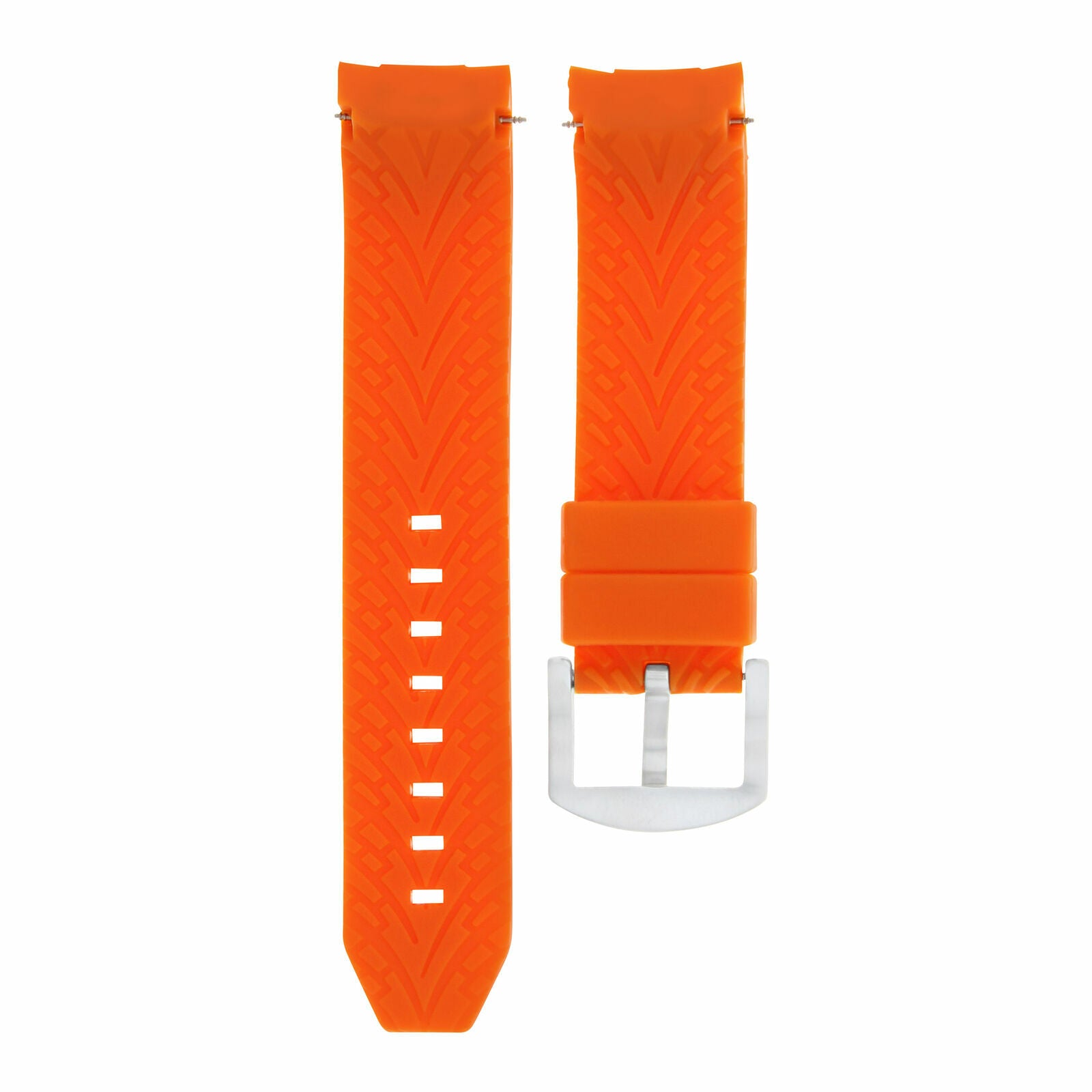 22MM CURVED STRAP BAND FOR 45MM OMEGA SEAMASTER PLANET OCEAN RUBBER ORANGE