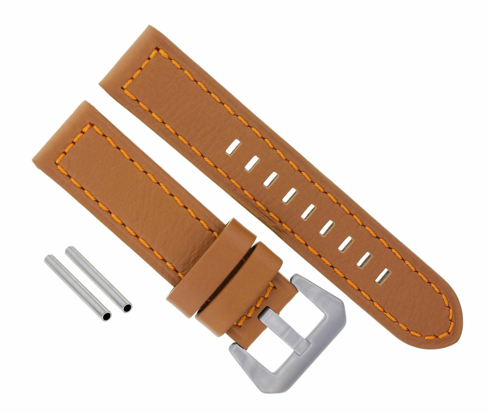 24MM GENUINE LEATHER WATCH BAND STRAP FOR PAM 44MM PANERAI GMT BROWN/TAN ORANGE