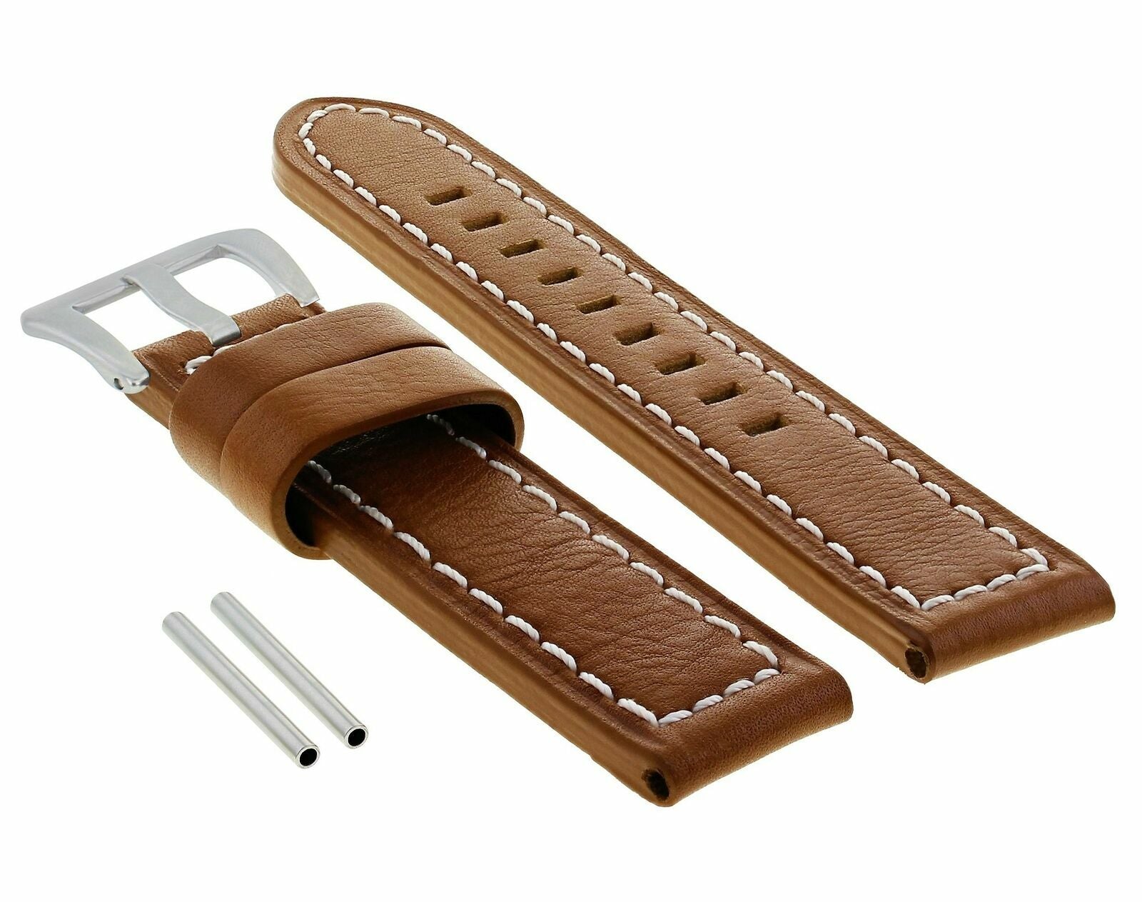 24MM LEATHER WATCH BAND STRAP FOR 44MM PANERAI 88 441 90 104 GMT L/BROWN/TAN WS