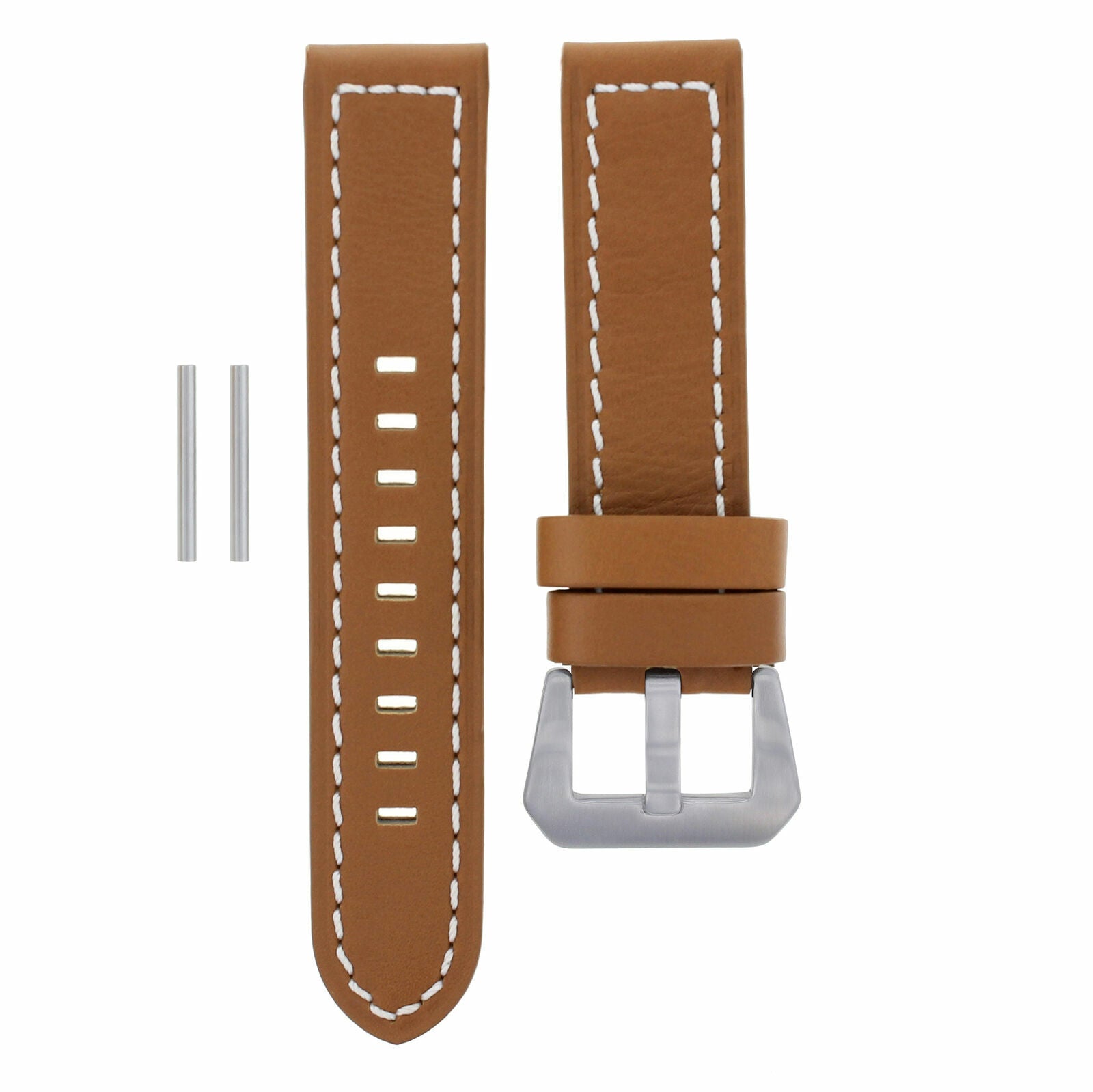 24MM LEATHER WATCH BAND STRAP FOR 44MM PANERAI 88 441 90 104 GMT L/BROWN/TAN WS