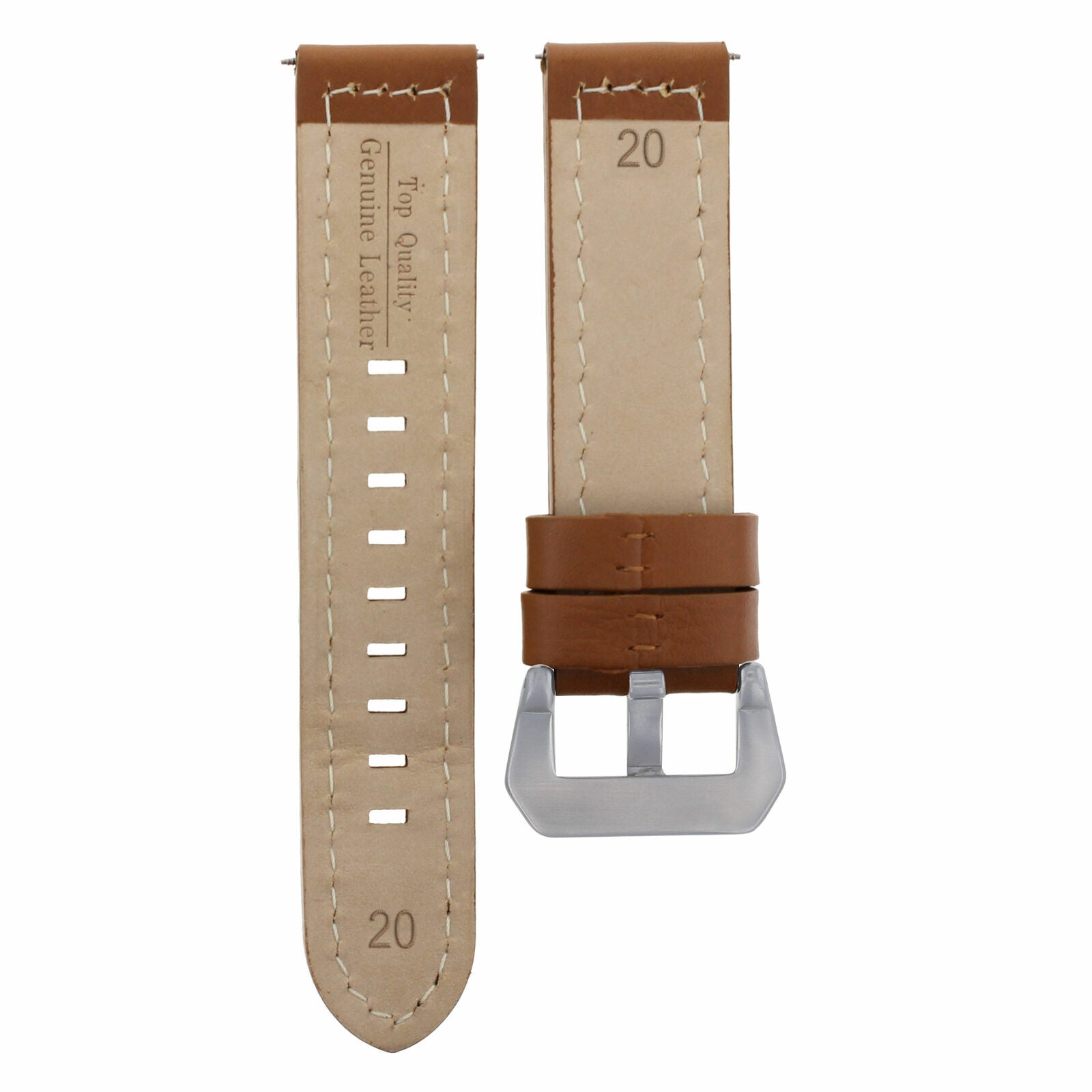 20MM GENUINE LEATHER WATCH BAND STRAP FOR 40MM PANERAI WATCH LIGHT BROWN/TAN WS