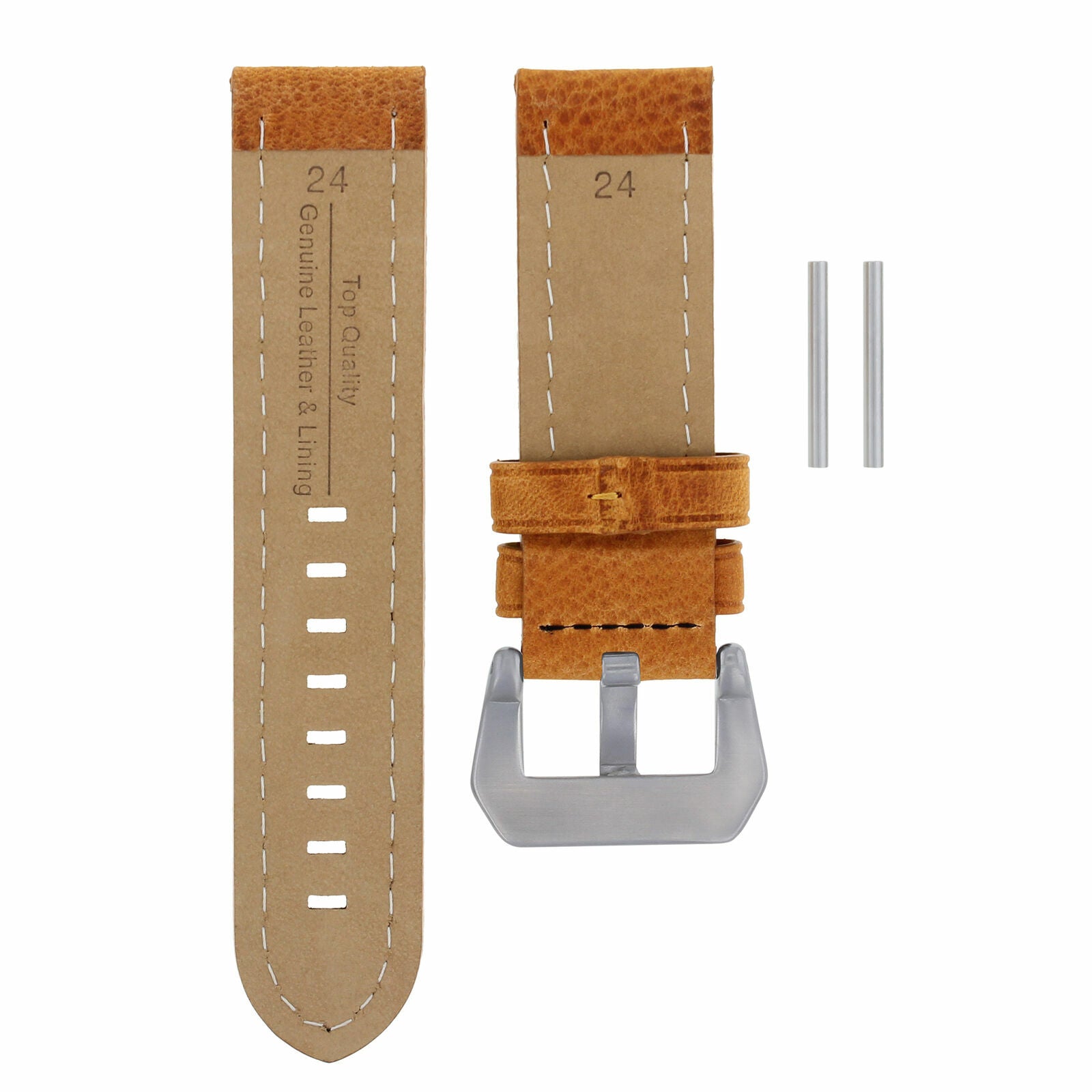 24/24MM COW LEATHER PAM WATCH BAND STRAP FOR 44MM PANERAI GMT LUMINOR WATCH TAN