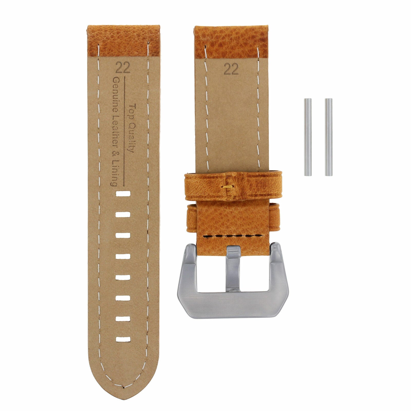 22MM PREMIUM PAM LEATHER WATCH BAND STRAP FOR PANERAI PAM GMT TAN TOP QUALITY