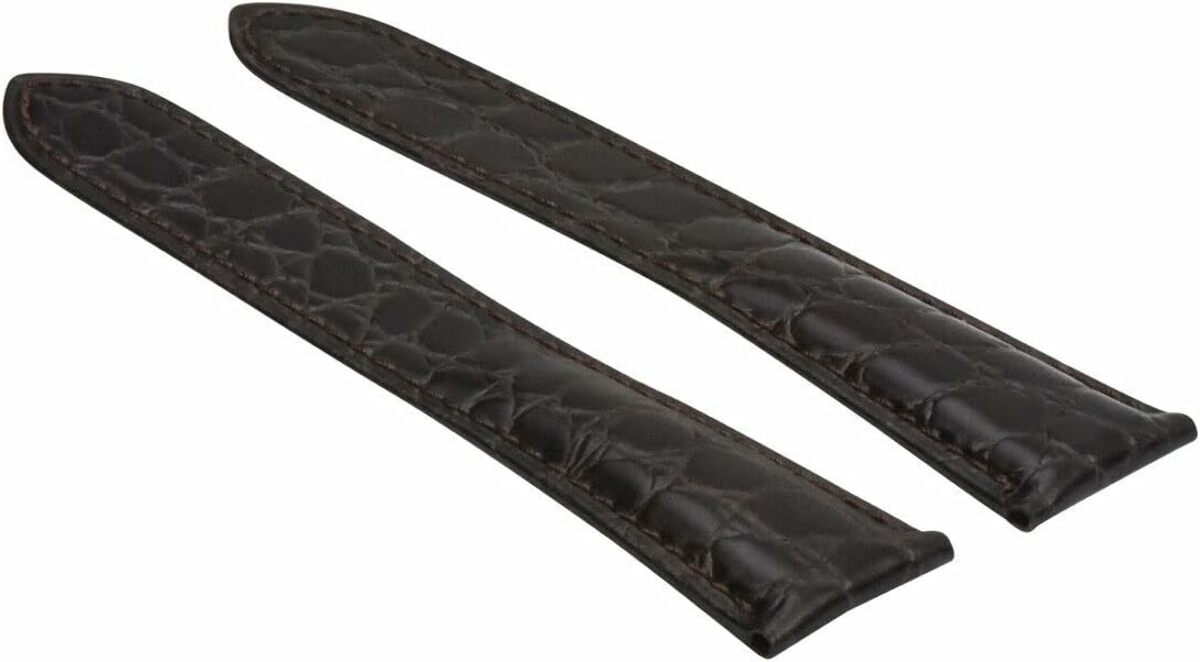 23/18MM GENUINE LEATHER STRAP ALLIGATOR BAND FIT CALIBRE DE CARTIER RONDE BROWN