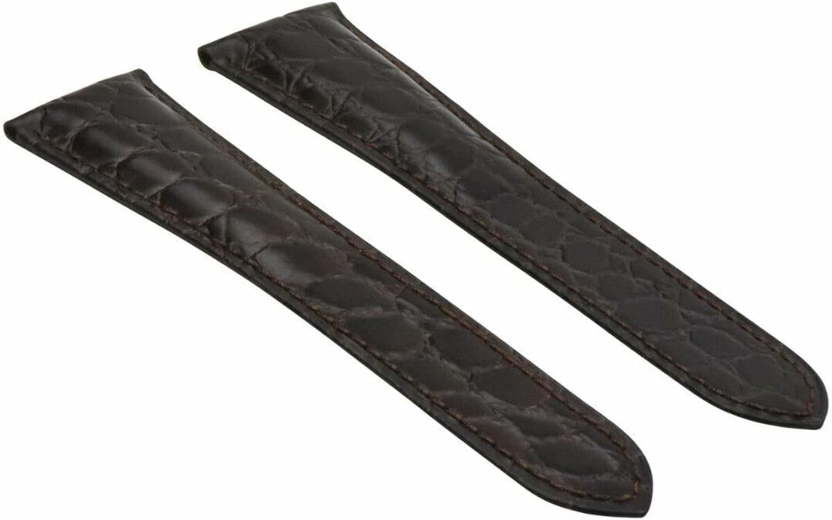 23/18MM GENUINE LEATHER STRAP ALLIGATOR BAND FIT CALIBRE DE CARTIER RONDE BROWN