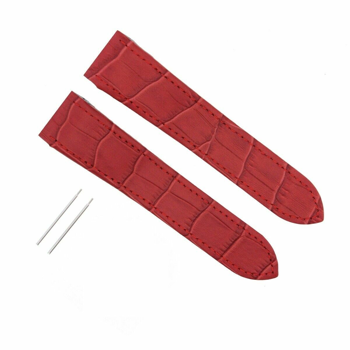 SCREW + 20MM LEATHER STRAP BAND FOR CARTIER SANTOS 2878 ALLIGATOR GRAIN RED