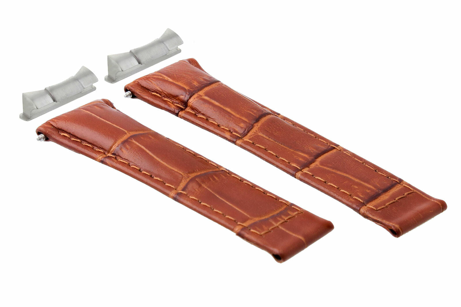 LEATHER BAND STRAP FOR ROLEX DAYTONA 16518 16520 + END PIECE COGNAC / TAN SHORT
