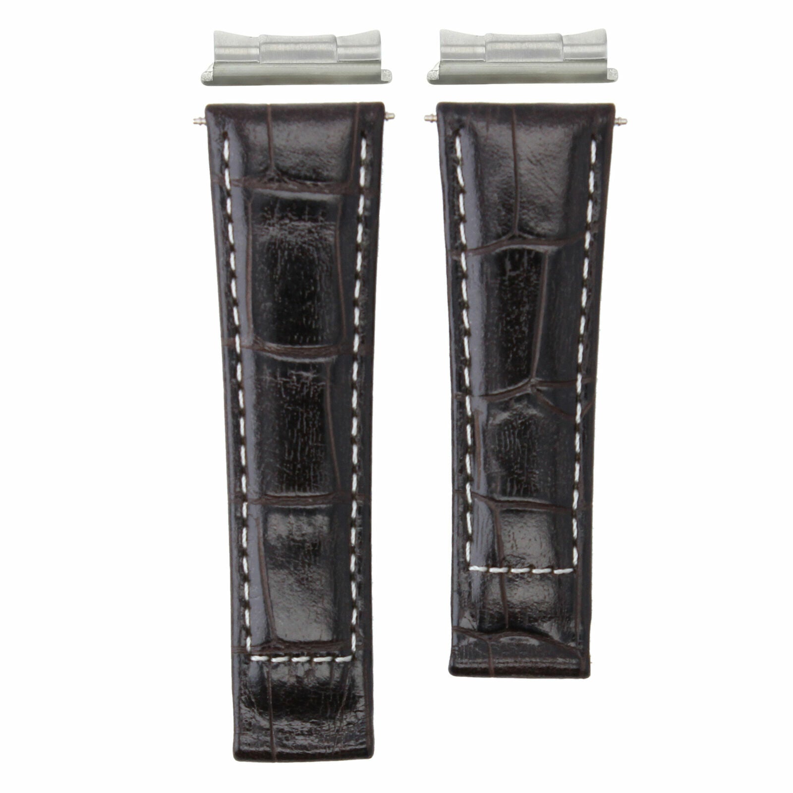 LEATHER BAND STRAP FOR ROLEX DAYTONA + END PIECE 16519,16523 D/BROWN WS SHORT