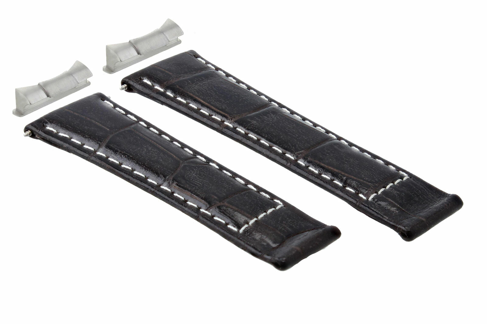 LEATHER BAND STRAP FOR ROLEX DAYTONA + END PIECE 16519,16523 D/BROWN WS SHORT