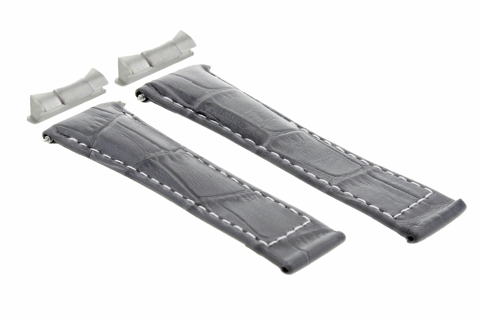 LEATHER BAND STRAP FOR ROLEX DAYTONA WATCH + END PIECE (LUGS) GREY WS REGULAR