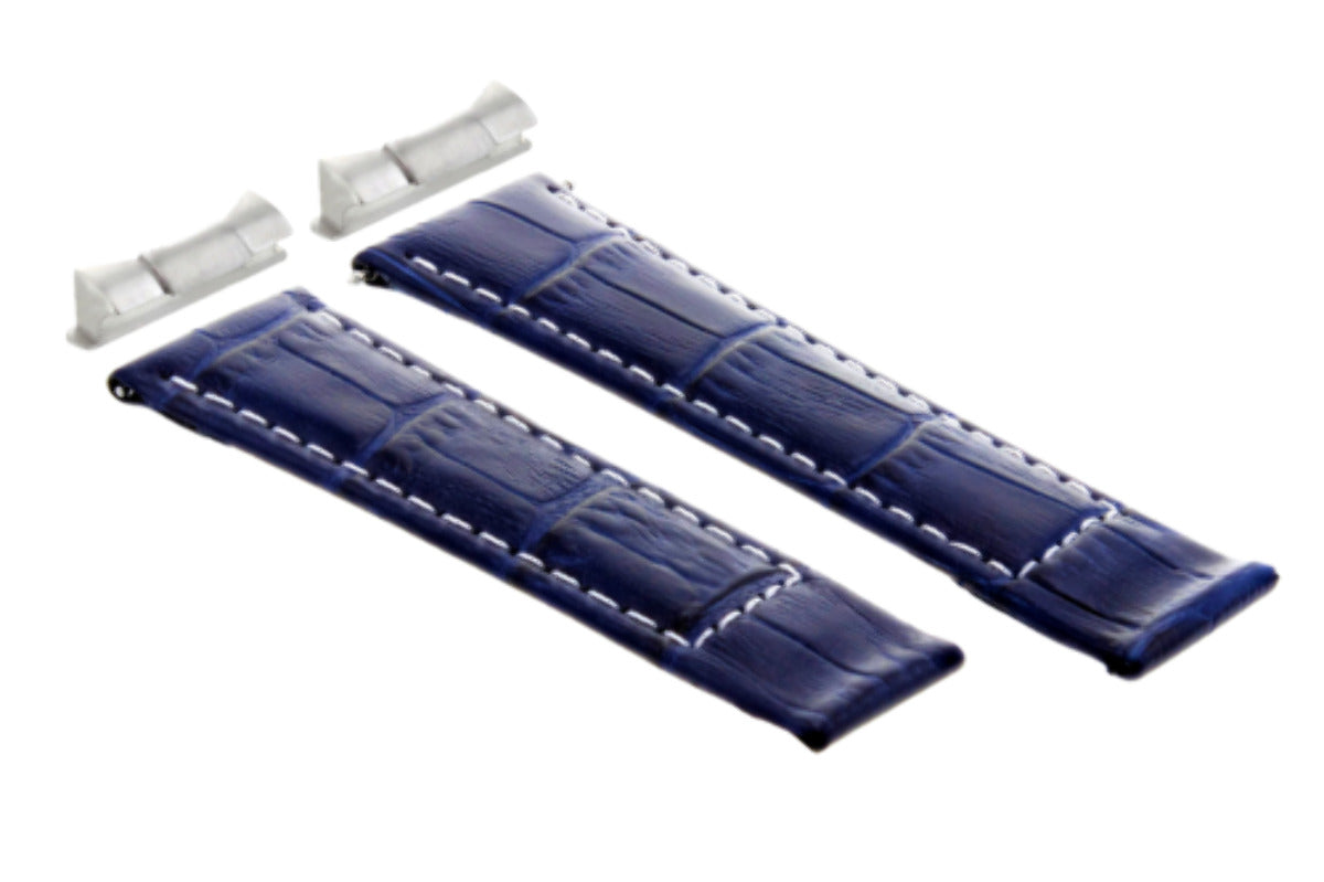 LEATHER BAND STRAP FOR ROLEX DAYTONA WATCH + END PIECE (LUGS) BLUE WS REGULAR