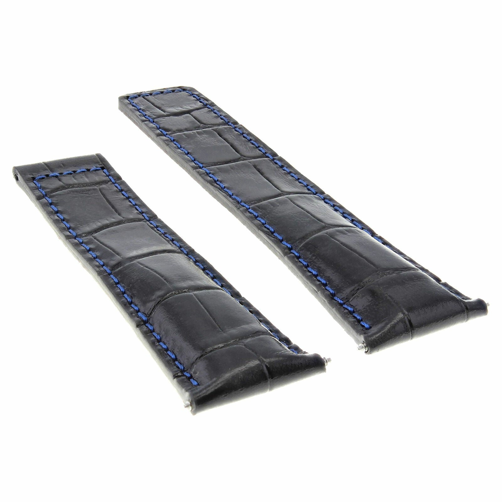 22MM LEATHER STRAP BAND FOR TAG HEUER MONACO MONACO WW2110-0 WATCH BLACK BLUE ST