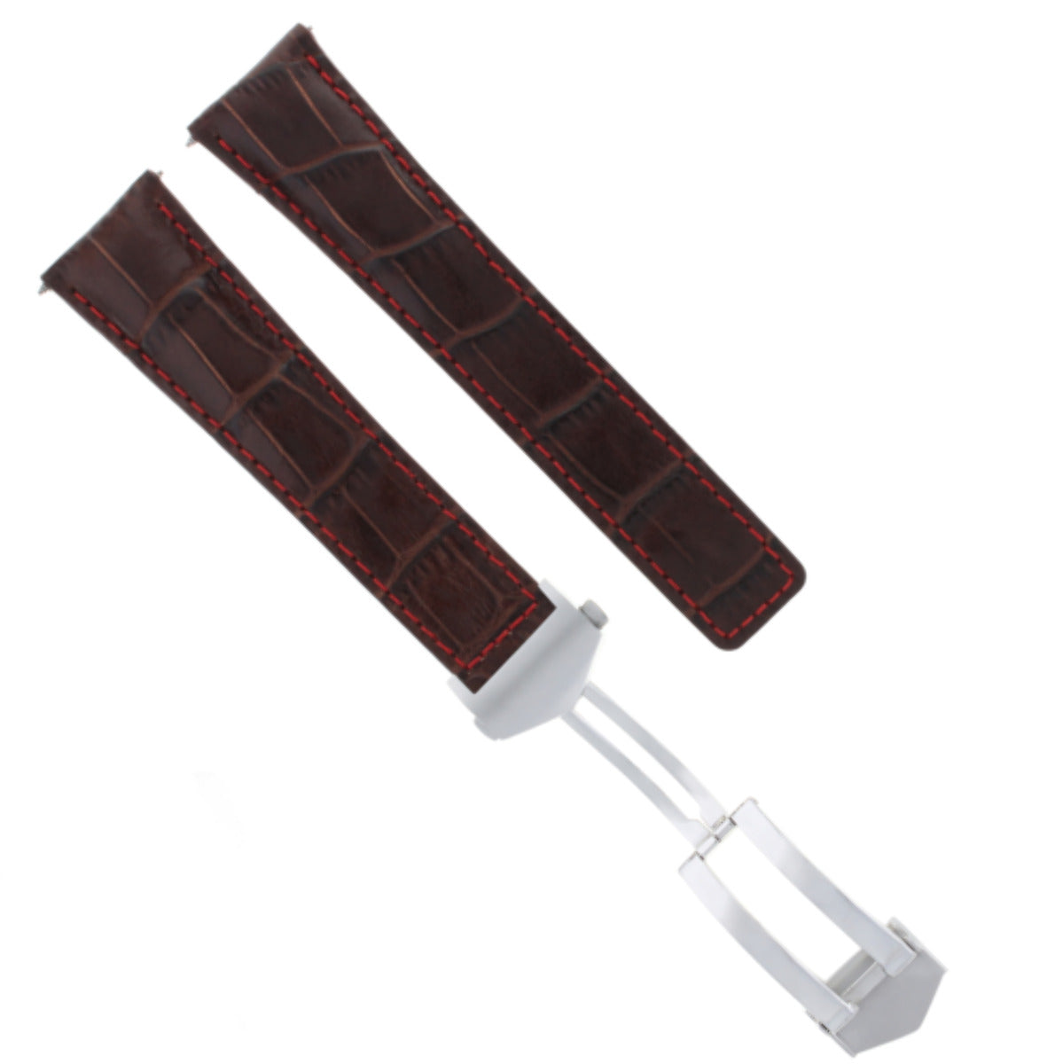 20MM LEATHER BAND STRAP FOR TAG HEUER CARRERA MONACO + CLASP BROWN RED STITCH