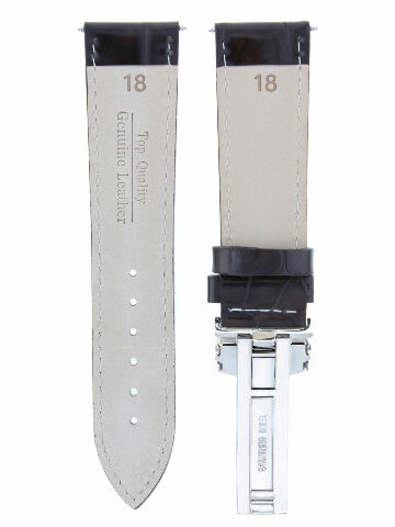 18MM LEATHER BAND STRAP FOR GIRARD PERREGAUX DEPLOYMENT BUCKLE CLASP DARK BROWN