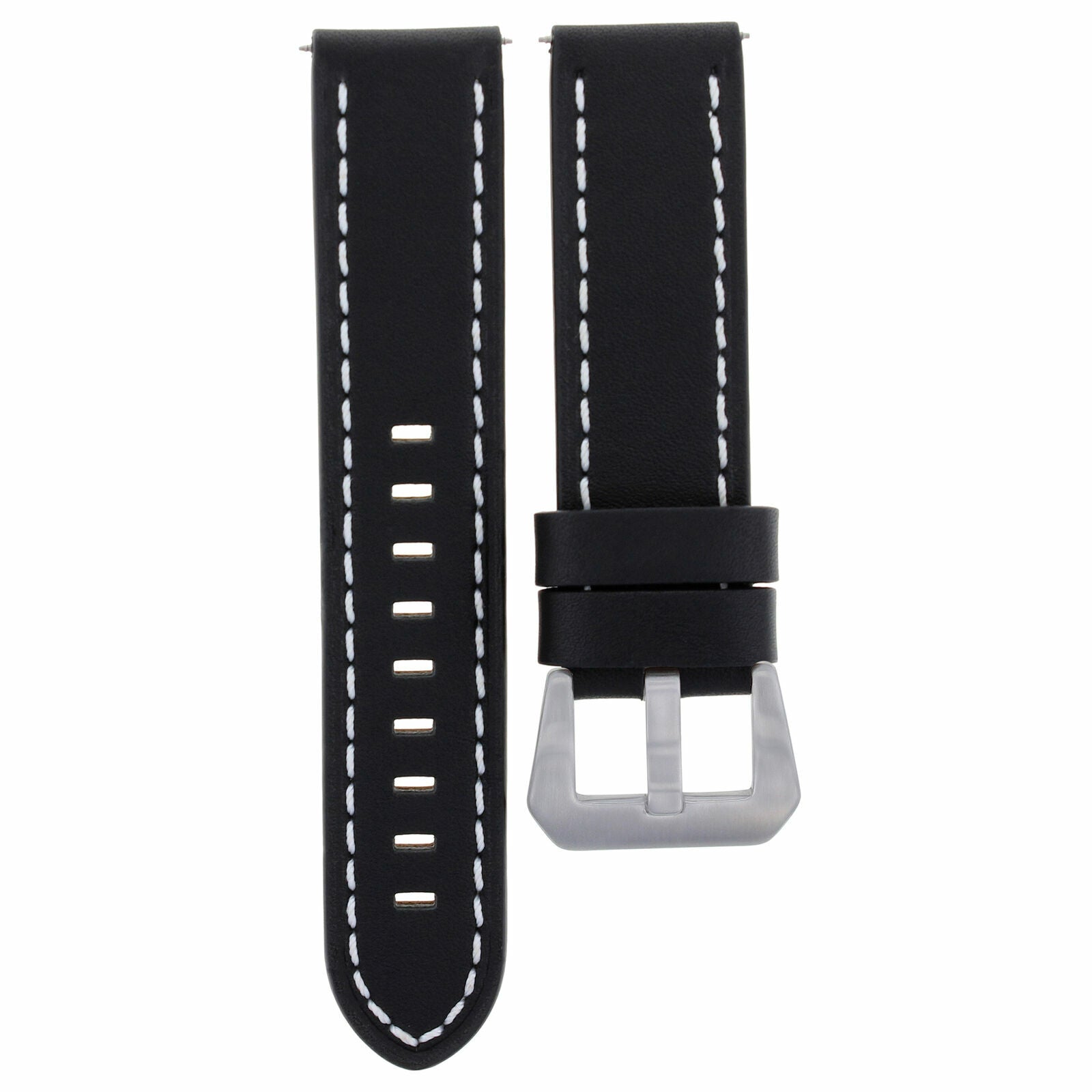 20MM COW LEATHER WATCH BAND STRAP FOR ULYSSE NARDIN WATCH BLACK WHITE STITCH