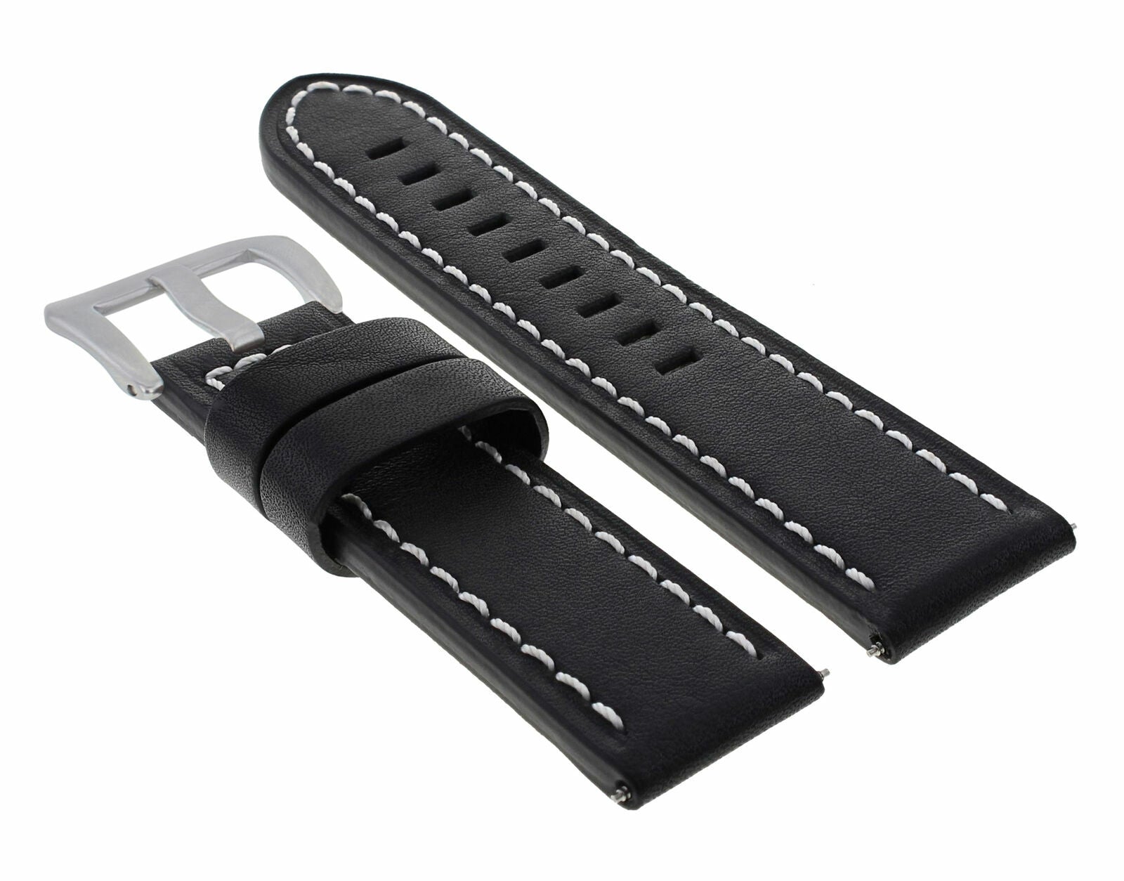 20MM COW LEATHER WATCH BAND STRAP FOR ULYSSE NARDIN WATCH BLACK WHITE STITCH