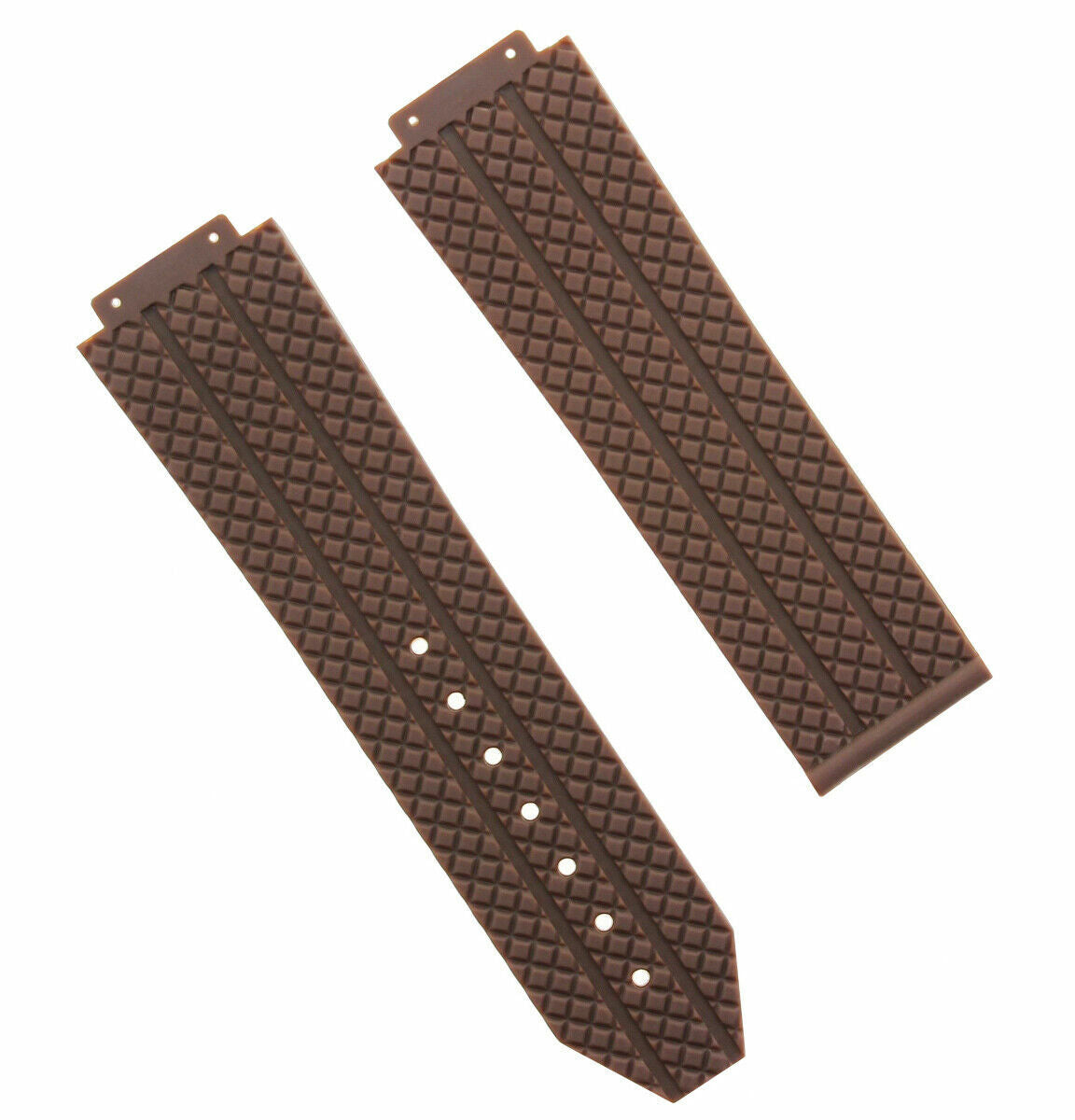 24MM RUBBER SILICONE BAND TIRE STRAP FOR H 44-45MM HUBLOT BIG BANG BROWN TOP QLY